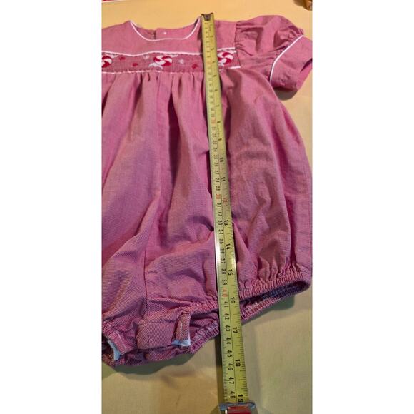 Beaux Et Belles Smocked Embroidered Christmas Peppermints Bubble Romper 6 mos - Picture 5 of 5